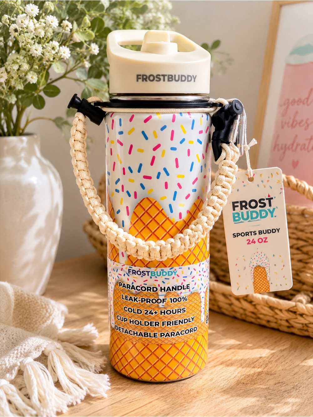 Frost Buddy Sports Buddy 24oz Vanilla Ice Cream Cone w/ Sprinkles Tumbler